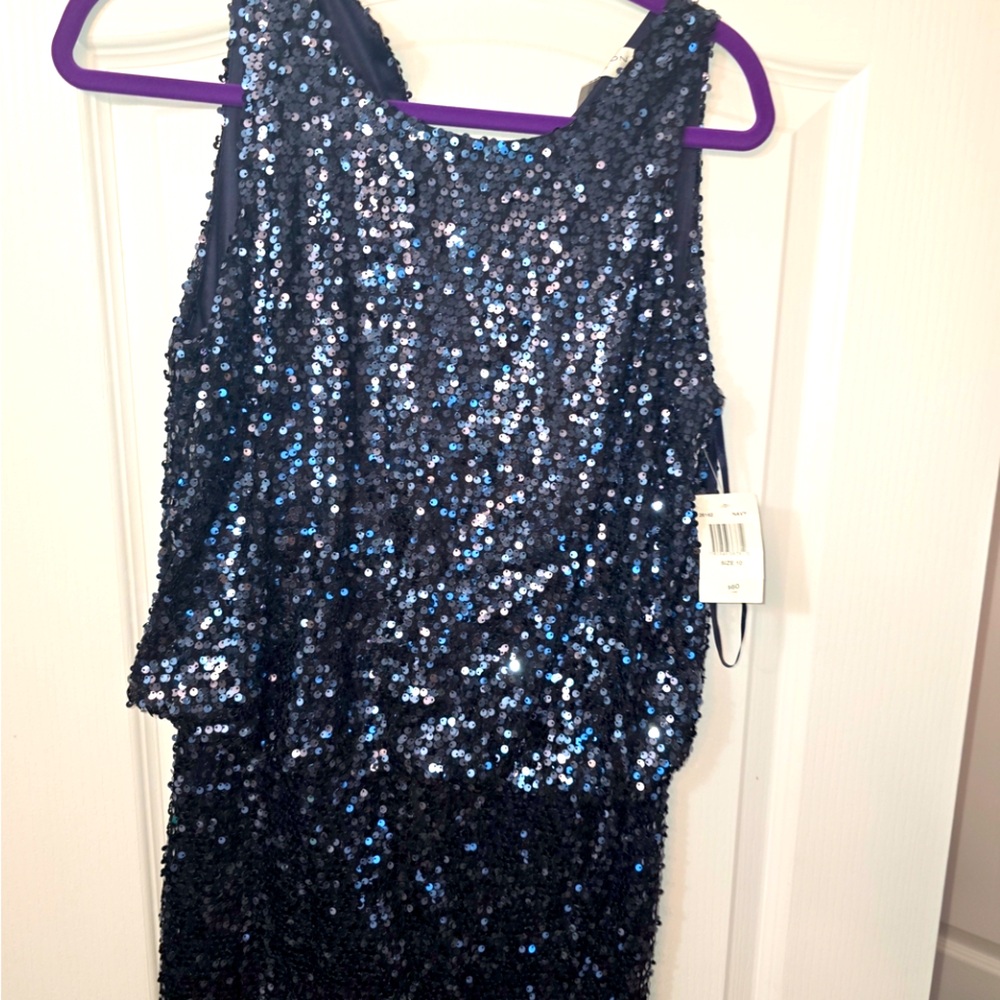 Mini Navy Blue Sequin Sleeveless Party Dress